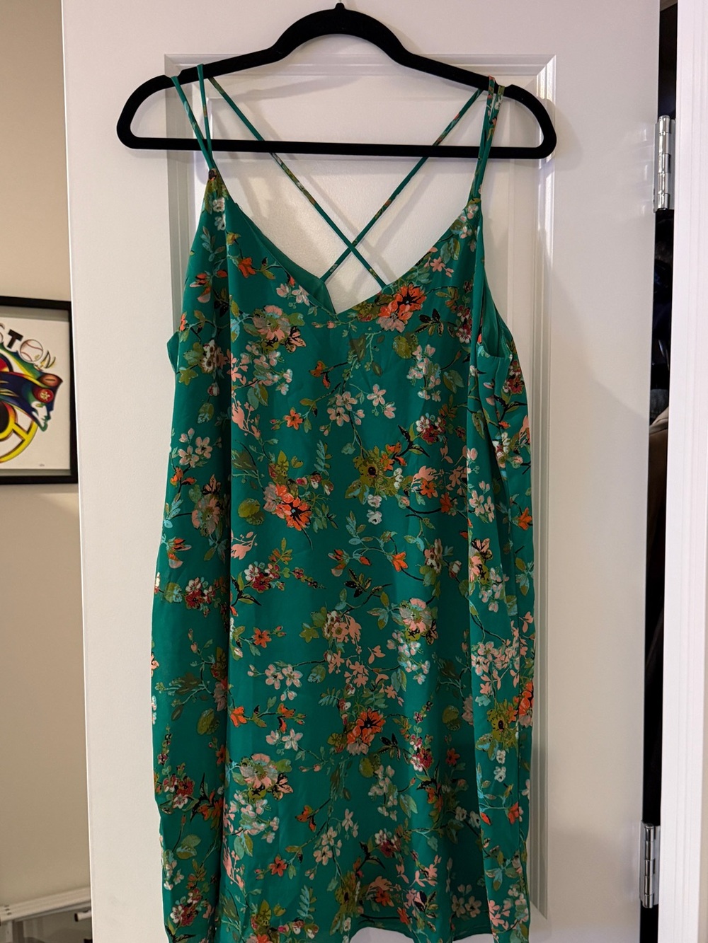 Xhilaration Teal Floral Strappy Slip Dress